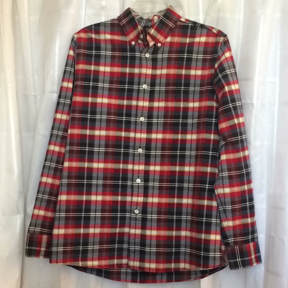 Plaid Cotton Button Down Shirt Sz M